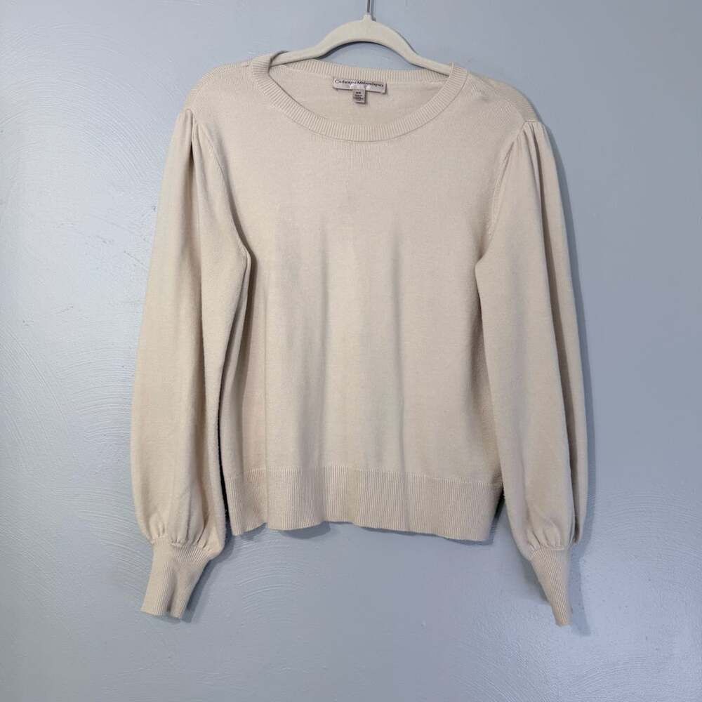 Catherine Malandrino Women's Cream Puff Sleeve Crewneck Sweater Size M